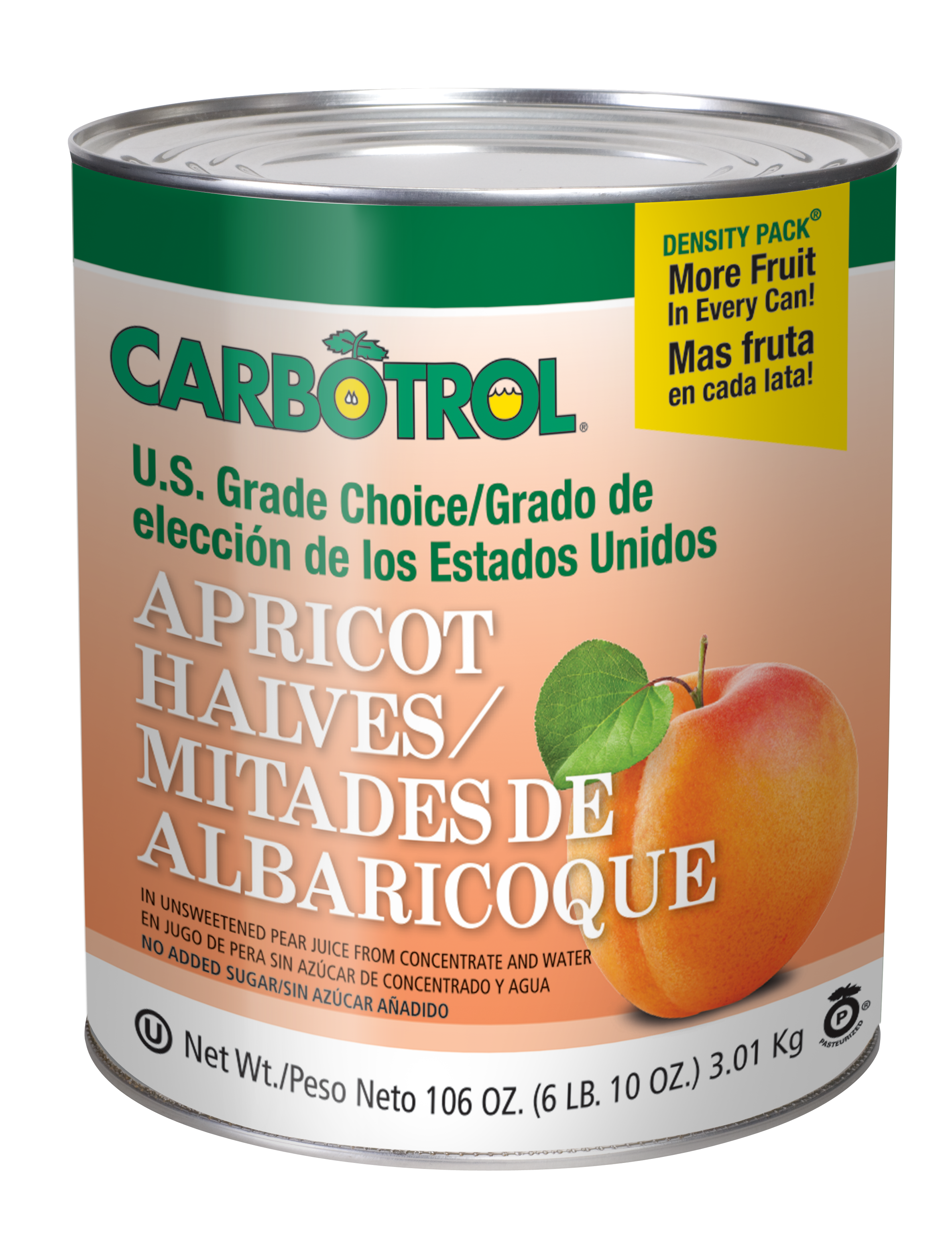 Carbotrol #10 Juice Packed Canned Fruit, Apricot Halves (1 - 105oz Can)